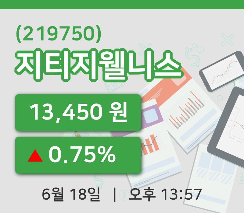 [지티지웰니스주가] 18일 이시각 현재  13,450원