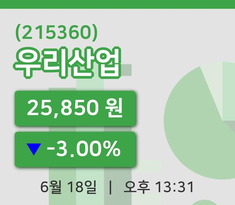 [우리산업주가] 13시 31분 현재 25,850원