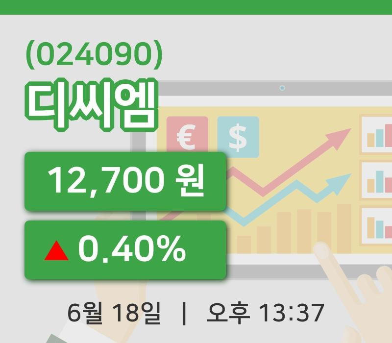 [디씨엠주가] 18일 13시 37분 현재 12,700원