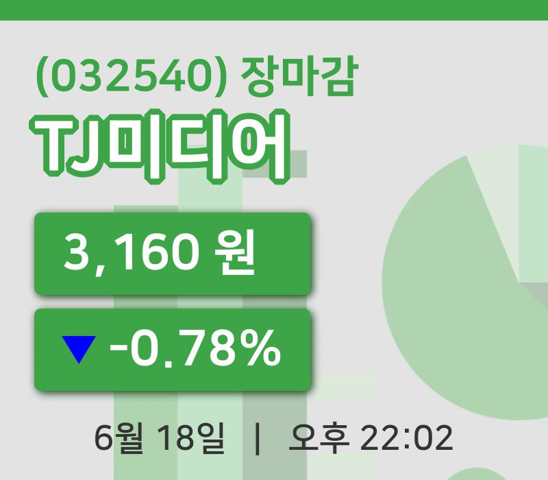 코스닥정리TJ미디어 18일 3,160원 마감...