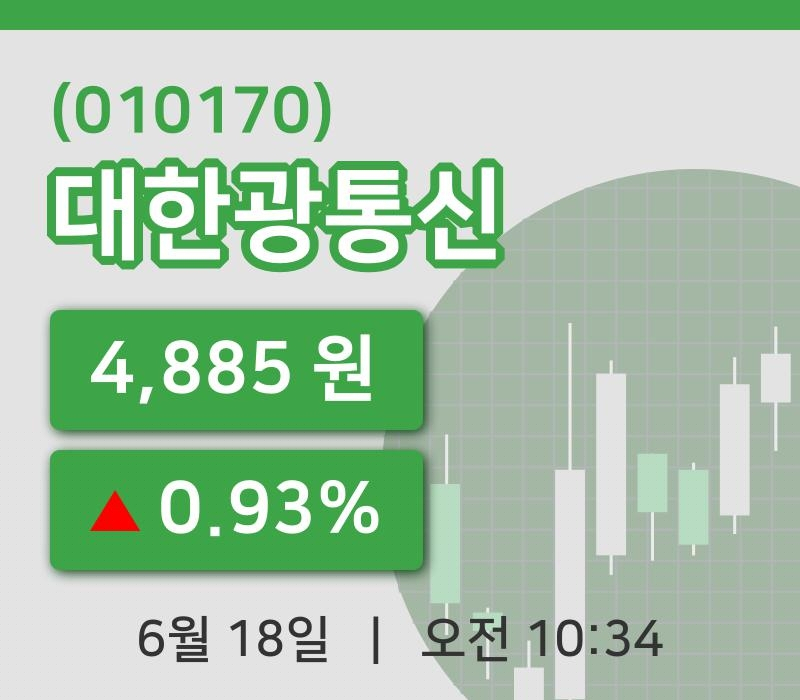 [대한광통신주가] 18일 이시각 현재  4,885원