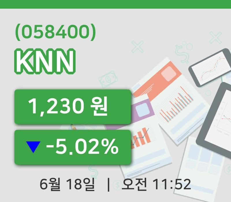 [KNN주가] 18일 11시 52분 현재 1,230원