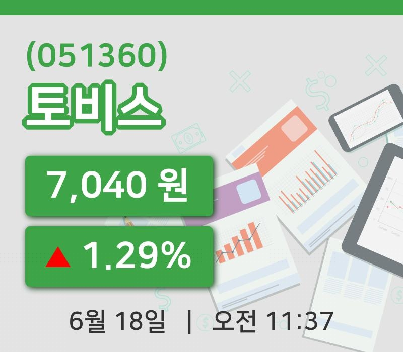 [토비스주가] 18일 11시 37분 현재 7,040원