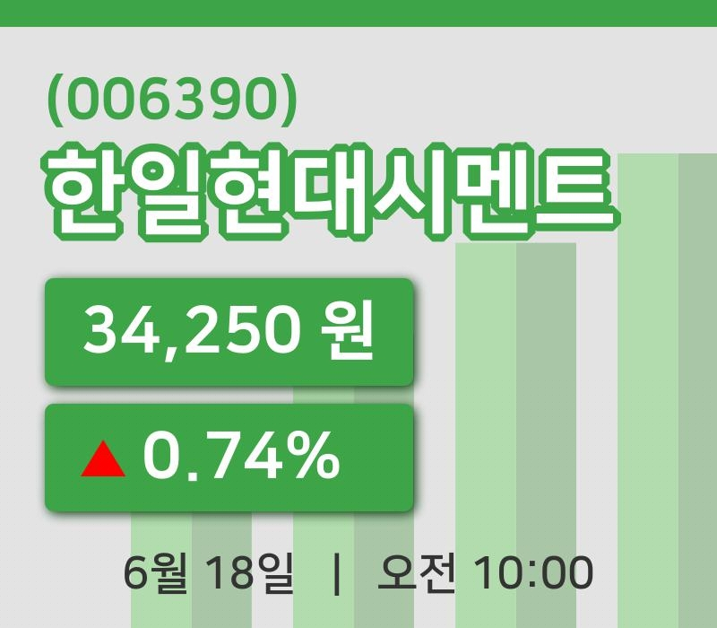 [한일현대시멘트주가] 18일 이시각 현재  34,250원