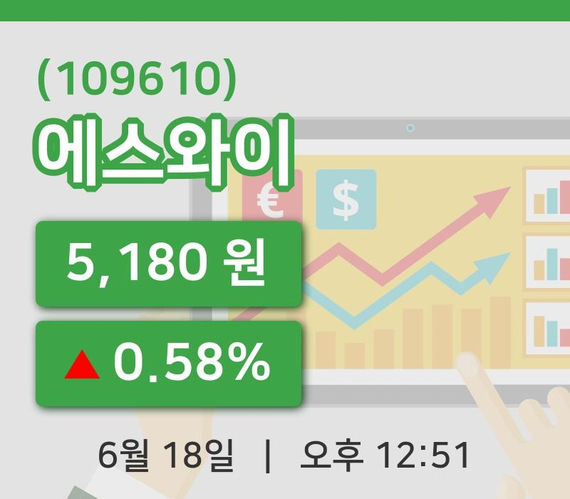 [에스와이주가] 12시 51분 현재 5,180원