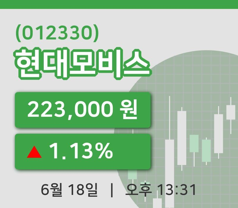 [현대모비스주가] 18일 13시 31분 현재 223,000원