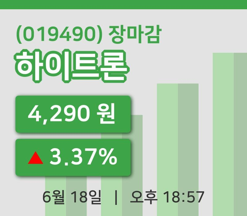코스피정리하이트론 18일 4,290원 마감