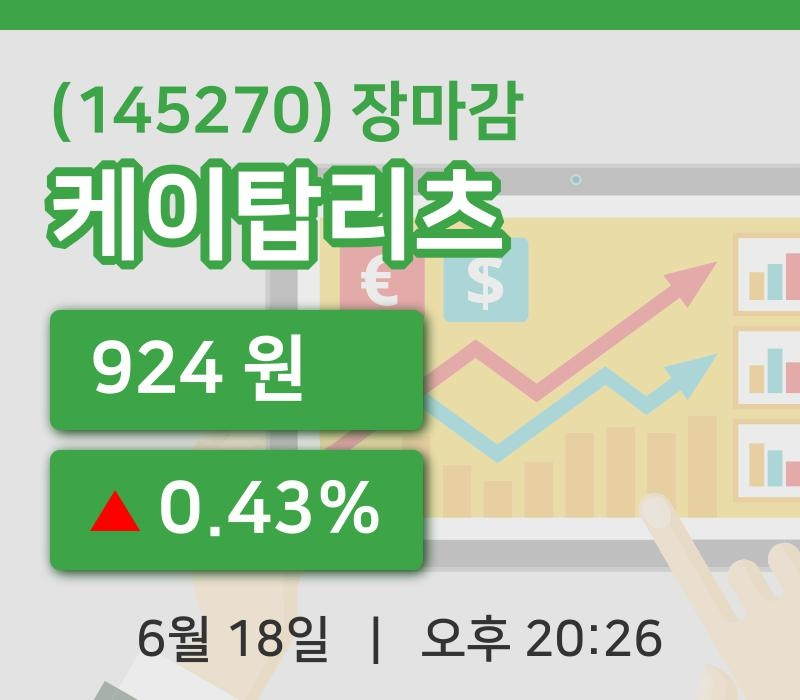 코스피정리케이탑리츠 18일 924원 마감그래프복습하기