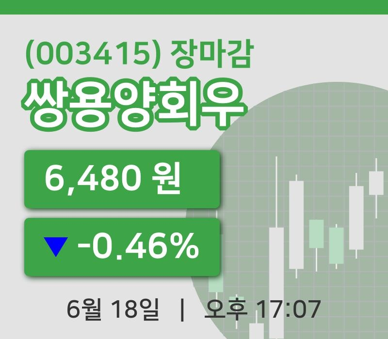 주식마감쌍용양회우 18일 6,480원 장 마쳐주식차트통계 및 분석