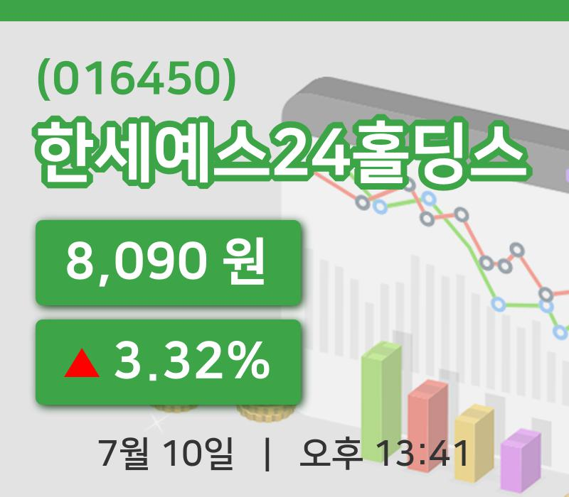 [한세예스24홀딩스주가] 10일 13시 41분 현재 8,090원