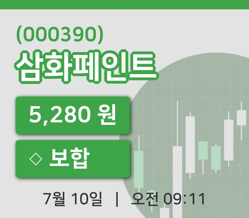 [삼화페인트주가] 10일 이시각 현재  5,280원