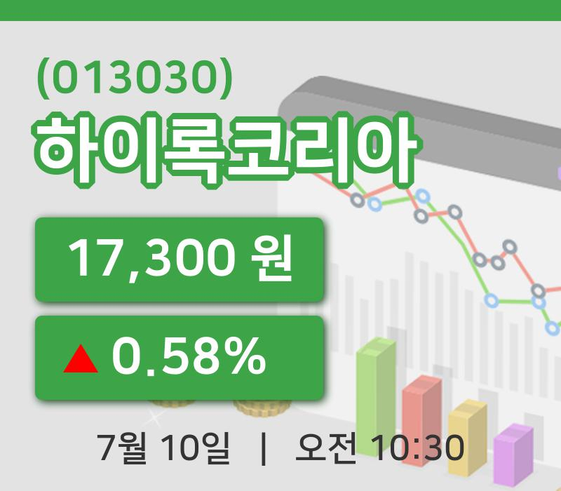[하이록코리아주가] 10시 30분 현재 17,300원