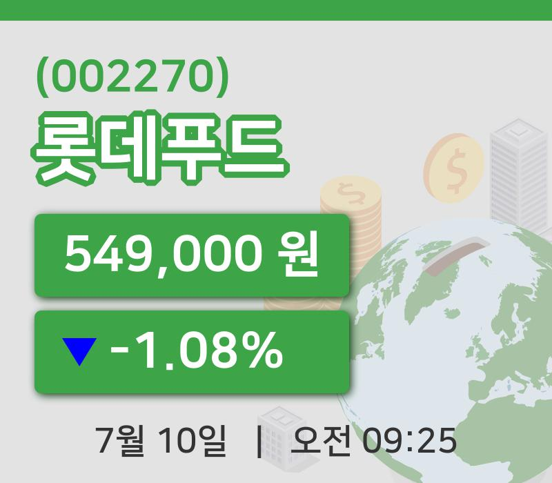 [롯데푸드주가] 10일 9시 25분 현재 549,000원