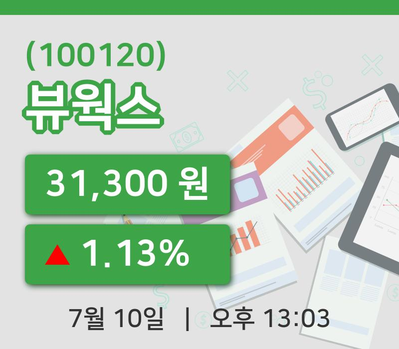[뷰웍스주가] 10일 13시 03분 현재 31,300원