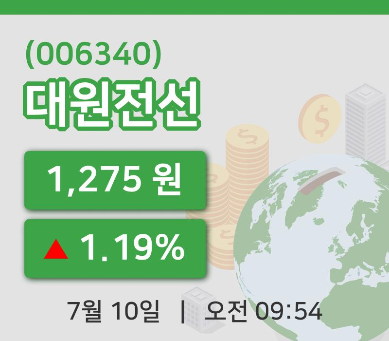 [대원전선주가] 10일 9시 54분 현재 1,275원