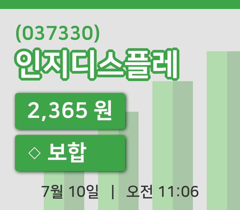 [인지디스플레주가] 10일 이시각 현재  2,365원
