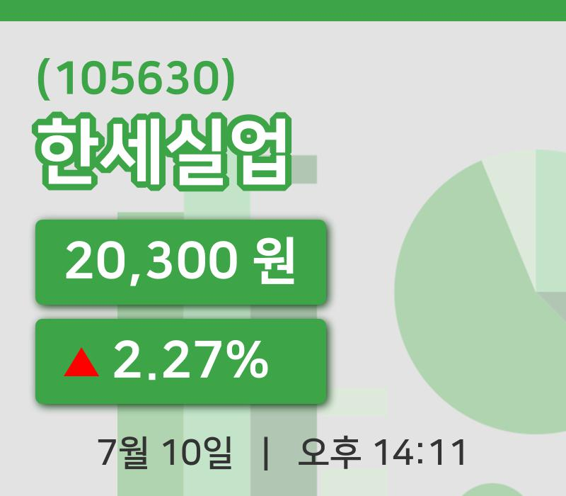 [한세실업주가] 10일 14시 11분 현재 20,300원