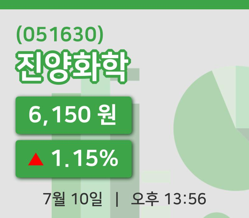 [진양화학주가] 10일 13시 56분 현재 6,150원