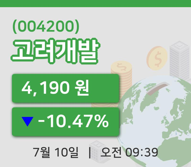 [고려개발주가] 10일 이시각 현재  4,190원