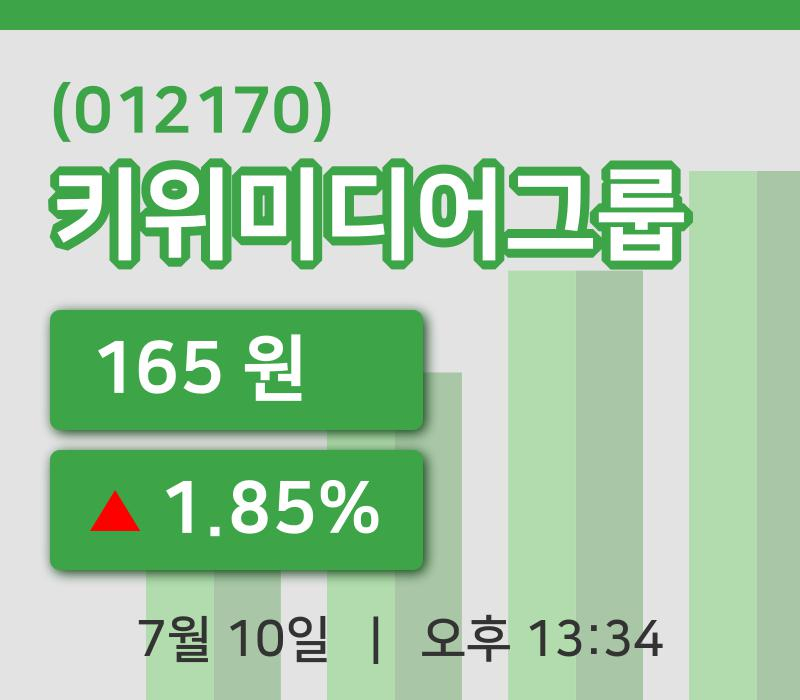 [키위미디어그룹주가] 10일 13시 34분 현재 165원