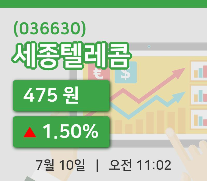 [세종텔레콤주가] 10일 11시 02분 현재 475원