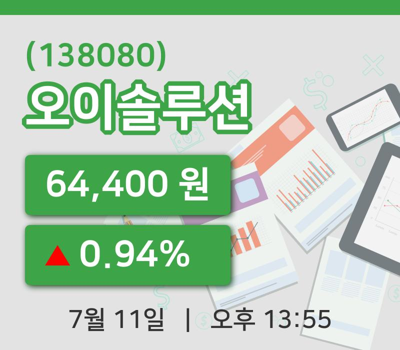 [오이솔루션주가] 11일 이시각 현재  64,400원