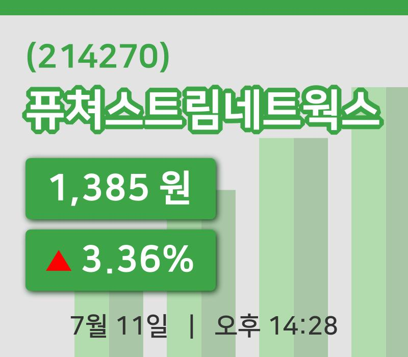 [퓨쳐스트림네트웍스주가] 11일 이시각 현재  1,385원