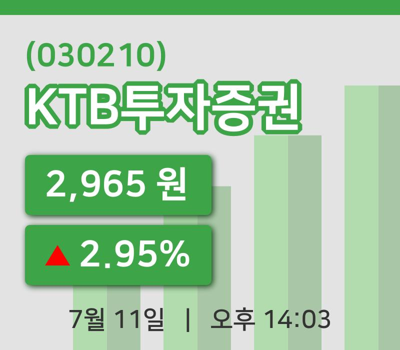 [KTB투자증권주가] 11일 14시 03분 현재 2,965원