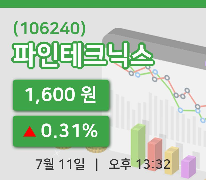 [파인테크닉스주가] 11일 이시각 현재  1,600원