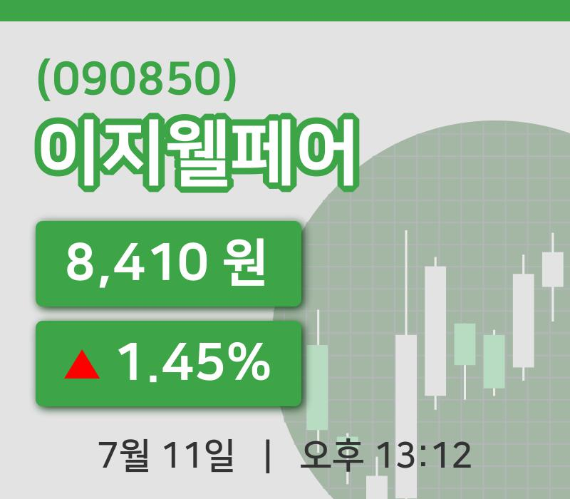 [이지웰페어주가] 11일 13시 12분 현재 8,410원