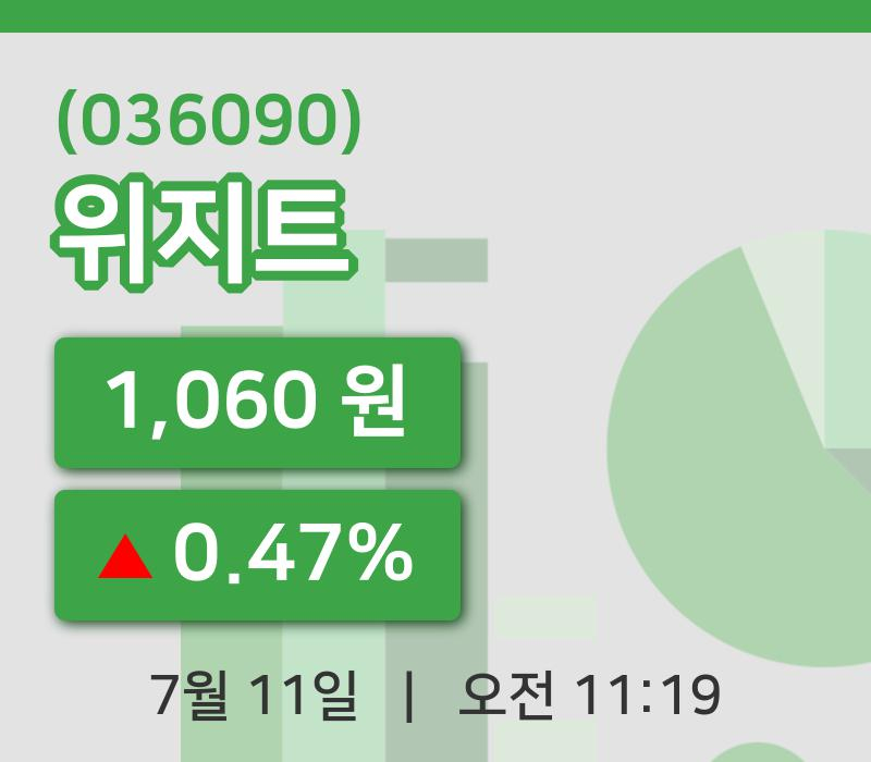 [위지트주가] 11일 11시 19분 현재 1,060원