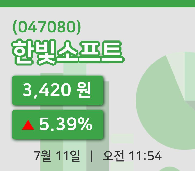 [한빛소프트주가] 11시 54분 현재 3,420원