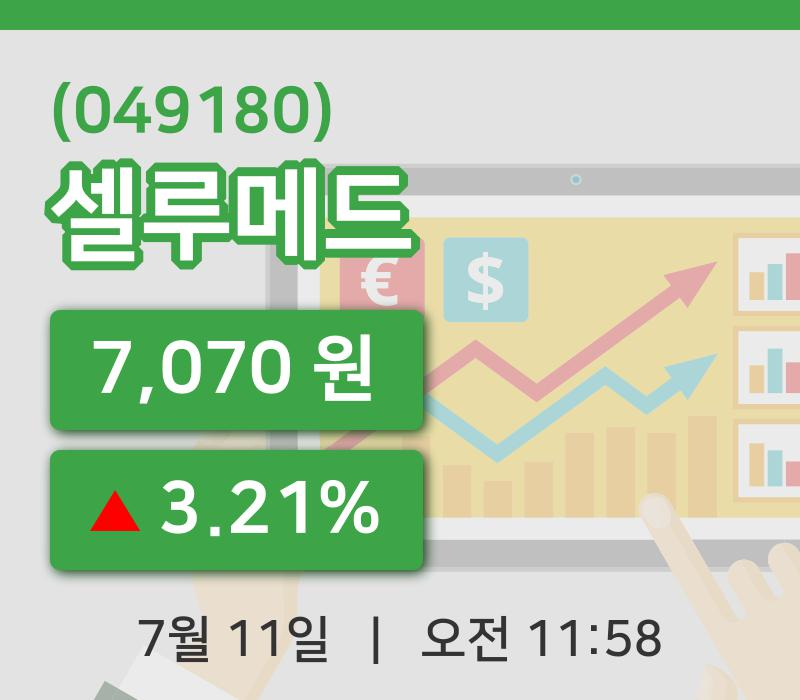 [셀루메드주가] 11일 이시각 현재  7,070원