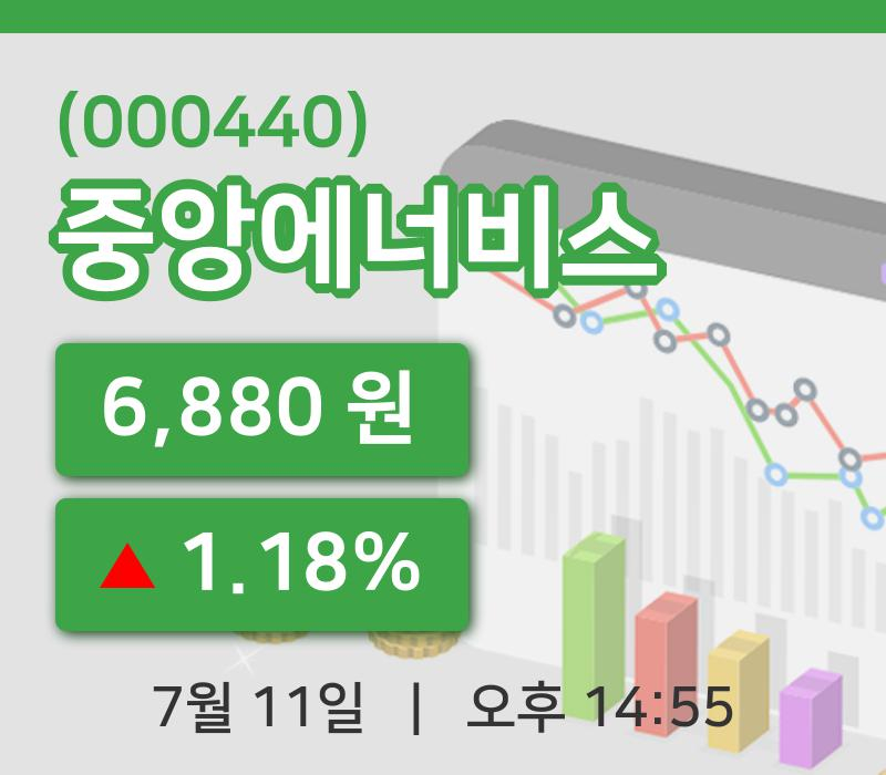 [중앙에너비스주가] 11일 14시 55분 현재 6,880원