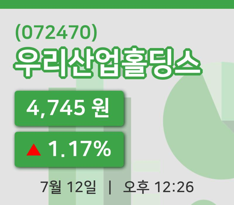 [우리산업홀딩스주가] 12시 26분 현재 4,745원