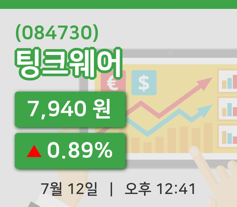 [팅크웨어주가] 12일 이시각 현재  7,940원