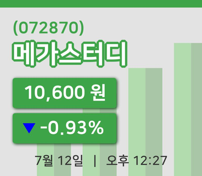 [메가스터디주가] 12일 이시각 현재  10,600원