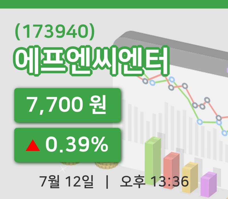 [에프엔씨엔터주가] 13시 36분 현재 7,700원