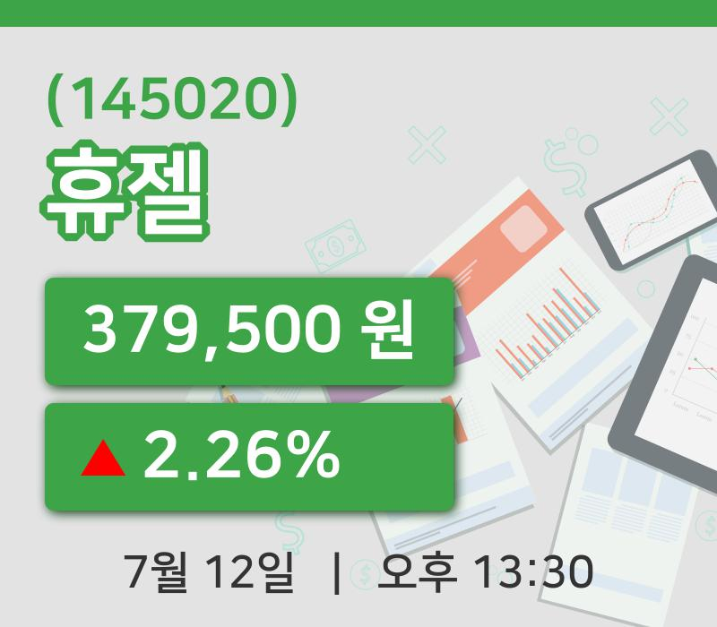 [휴젤주가] 12일 이시각 현재  379,500원