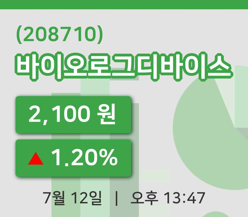 [바이오로그디바이스주가] 13시 47분 현재 2,100원