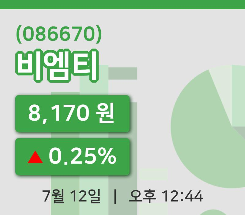[비엠티주가] 12일 12시 44분 현재 8,170원