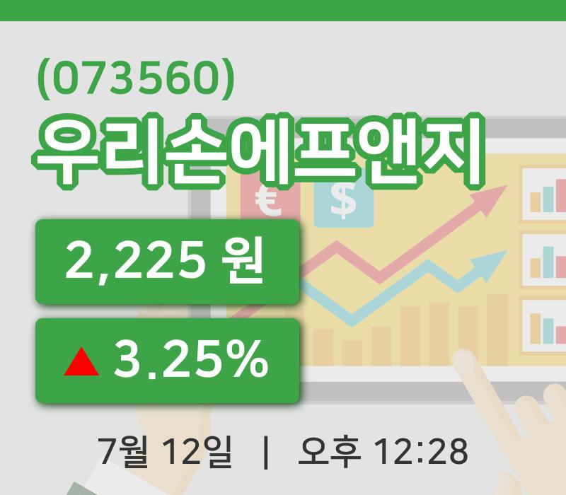 [우리손에프앤지주가] 12시 28분 현재 2,225원