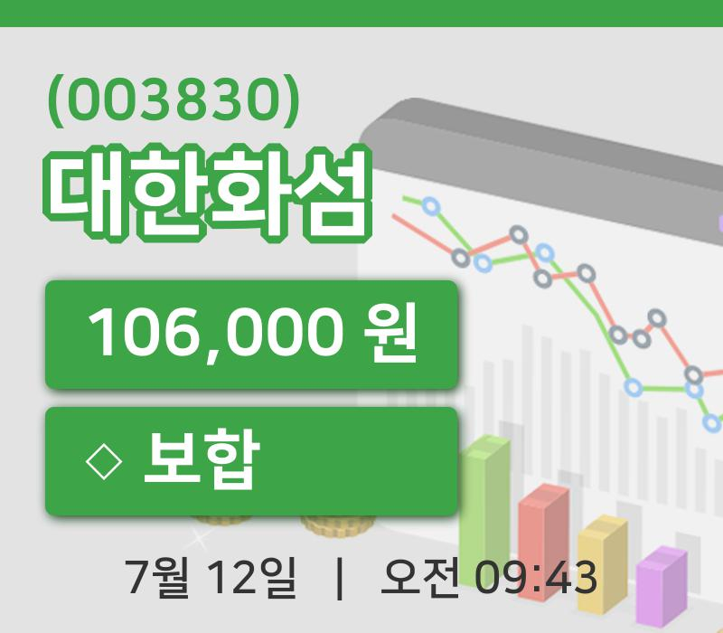[대한화섬주가] 12일 이시각 현재  106,000원