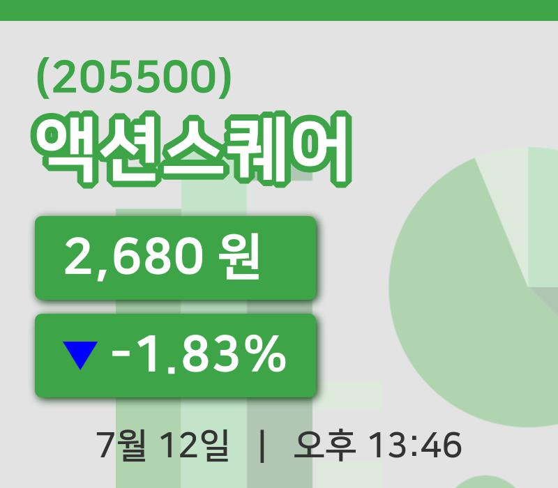 [액션스퀘어주가] 13시 46분 현재 2,680원