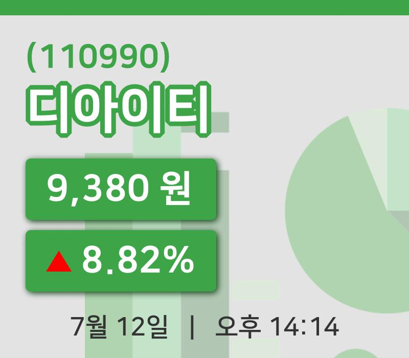 [디아이티주가] 12일 14시 14분 현재 9,380원