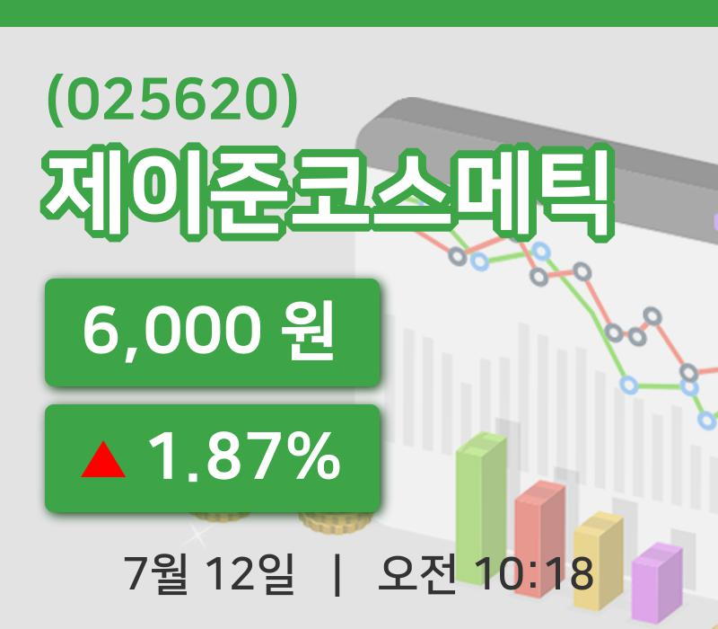 [제이준코스메틱주가] 12일 이시각 현재  6,000원