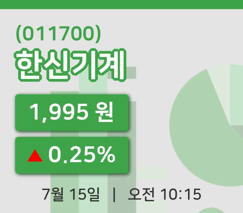 [한신기계주가] 15일 이시각 현재  1,995원