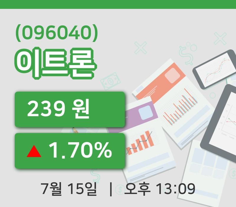 [이트론주가] 13시 09분 현재 239원