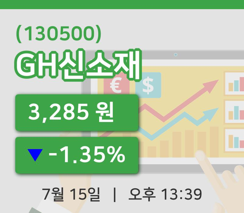 [GH신소재주가] 15일 이시각 현재  3,285원