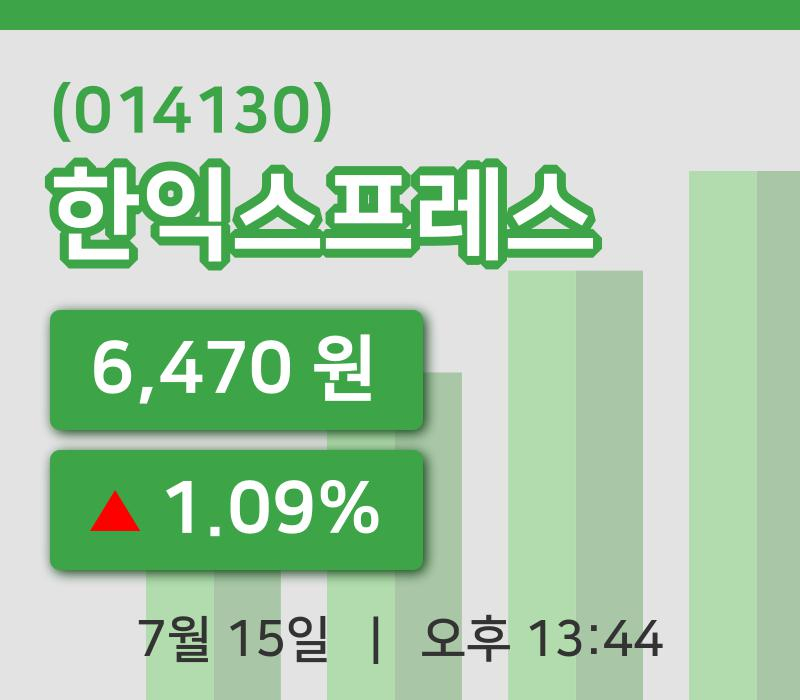 [한익스프레스주가] 15일 이시각 현재  6,470원